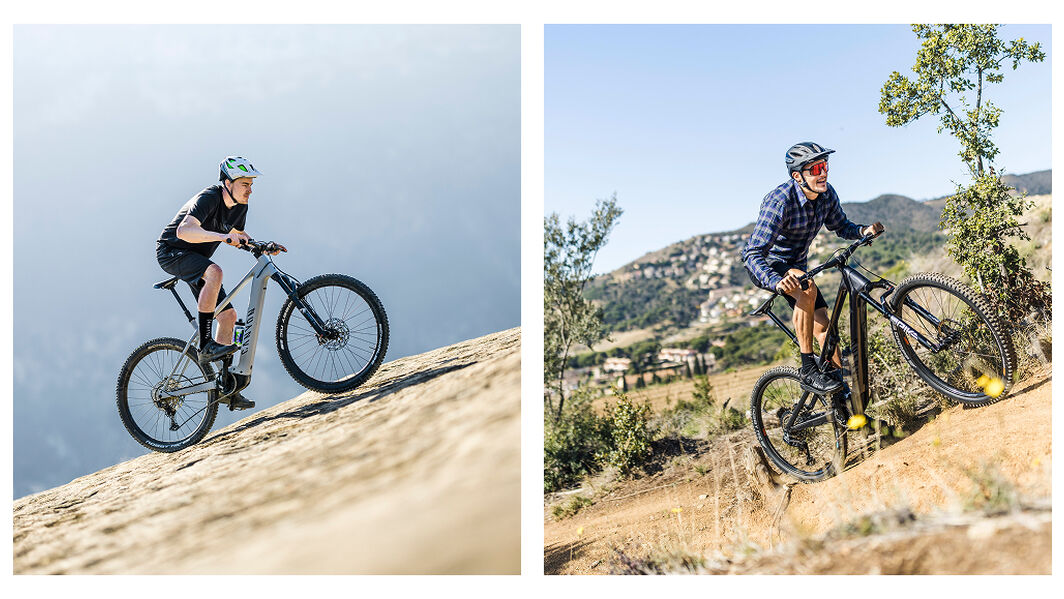 Hardtail vs full-suspension e-MTBs: Terrain and riding styles. 
