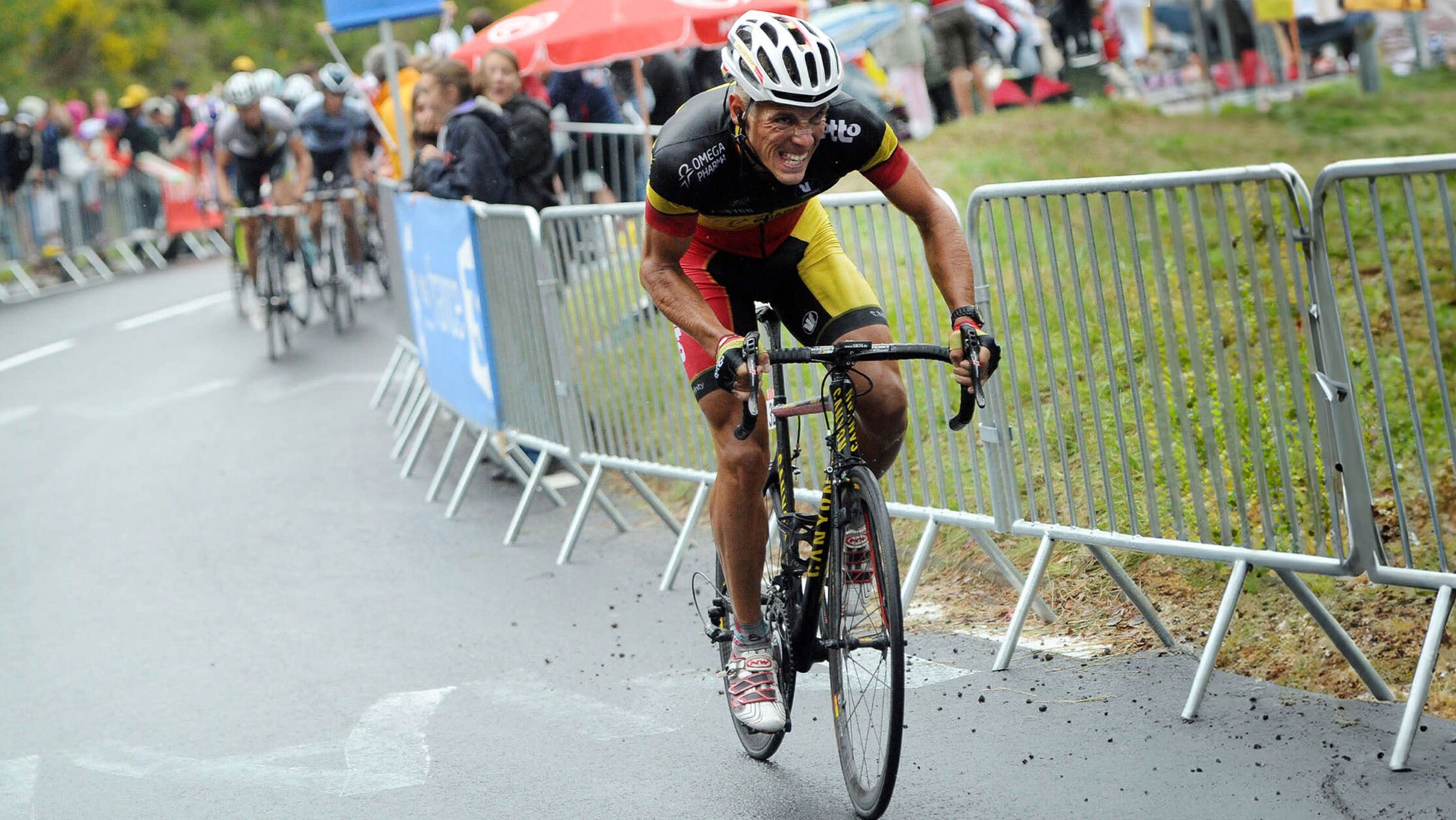 Philippe Gilbert, seen here launching one of his trademark blistering accelerations on an Aeroad back in 2011.